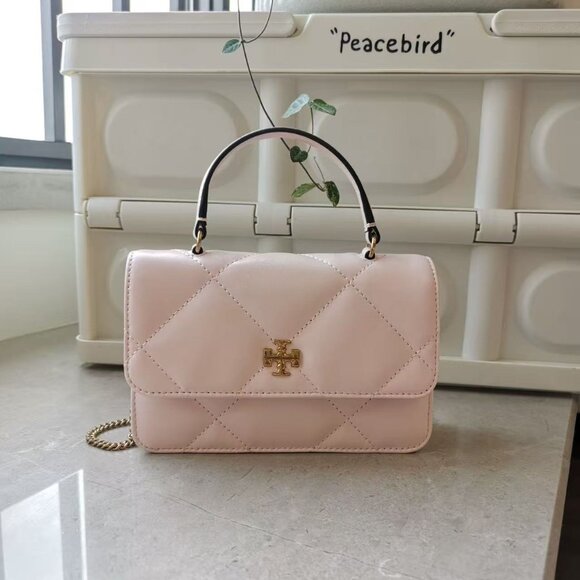 NEW Tory Burch MINI KIRA DIAMOND QUILT TOP-HANDLE CROSSBODY IN PINK Authentic - Picture 2 of 9